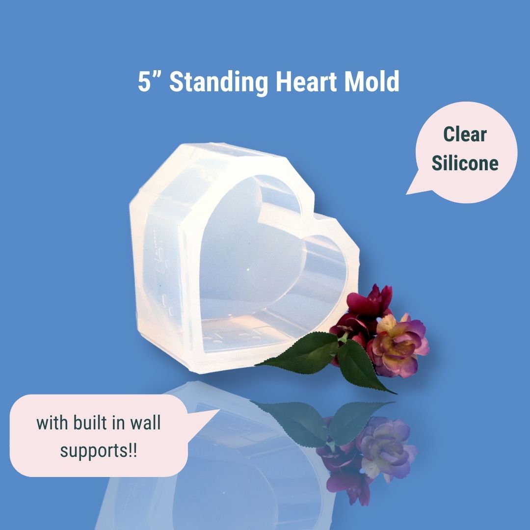 5" Standing Silicone Heart Mold