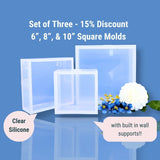 SET of 6", 8" and 10" Silicone Square Block Mold
