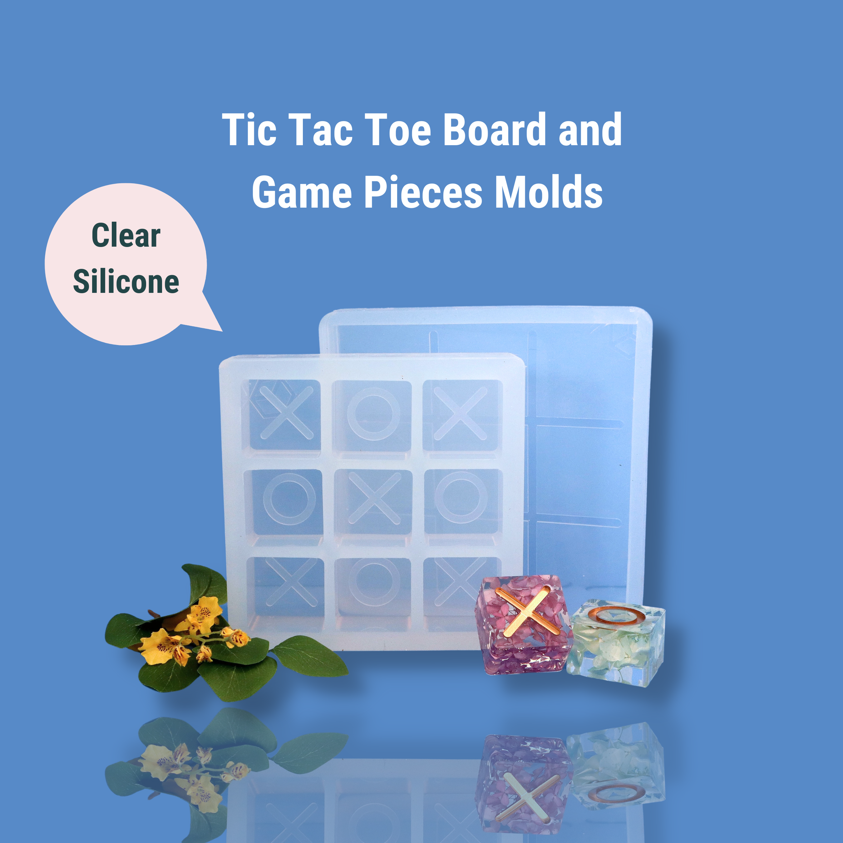 Tic Tac Toe Game Board and Pieces Mold Set